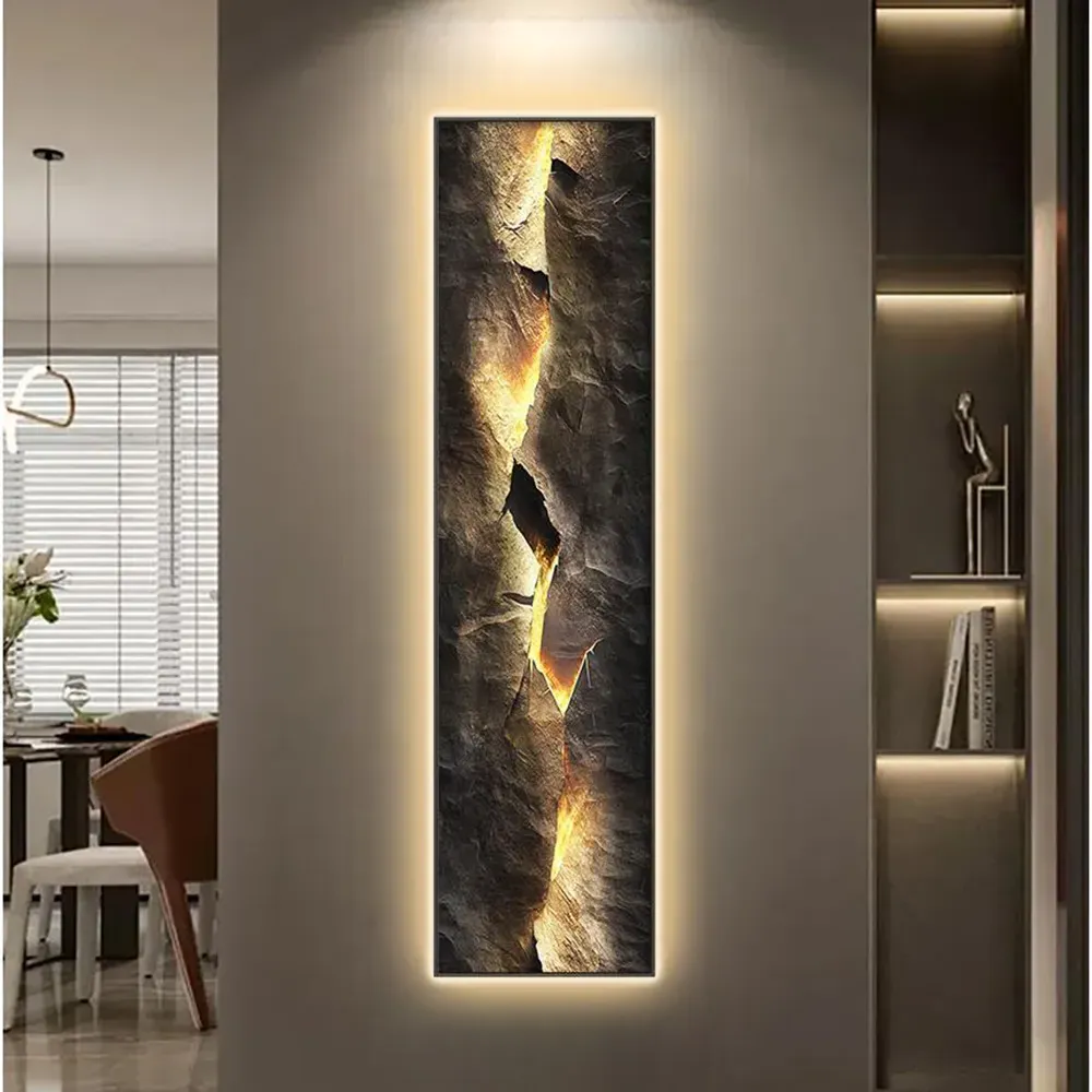 Abstract LED Backlit Wall Art - Textured Stone, Engineered Wood product