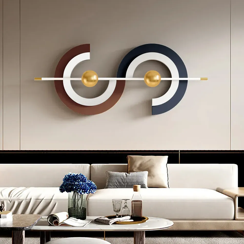 Abstract Metal Wall Art with Golden Accents - Multi-Colour, Iron product