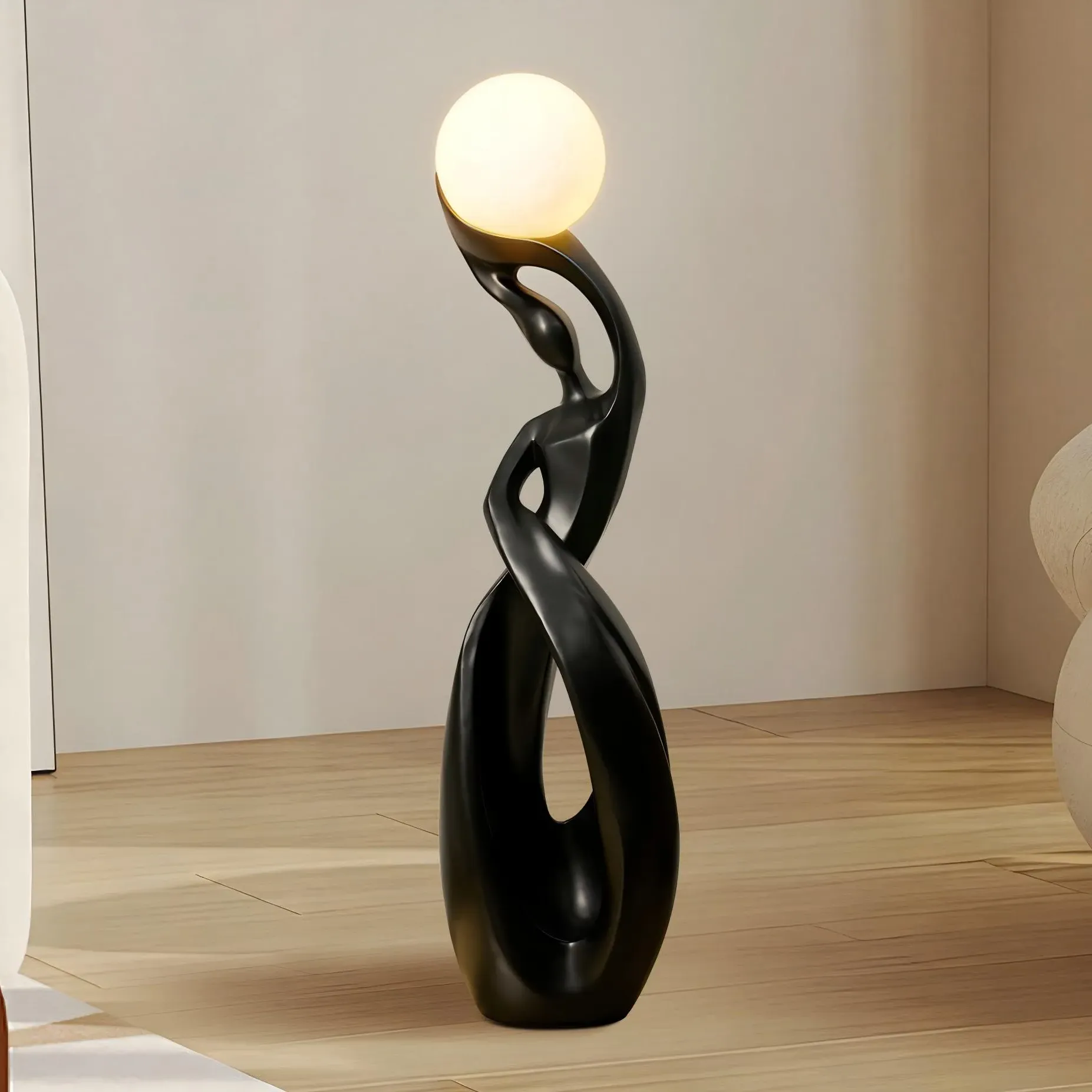 Abstract Sculpture LED Lamp Touch & Remote Control - Black, Resin product