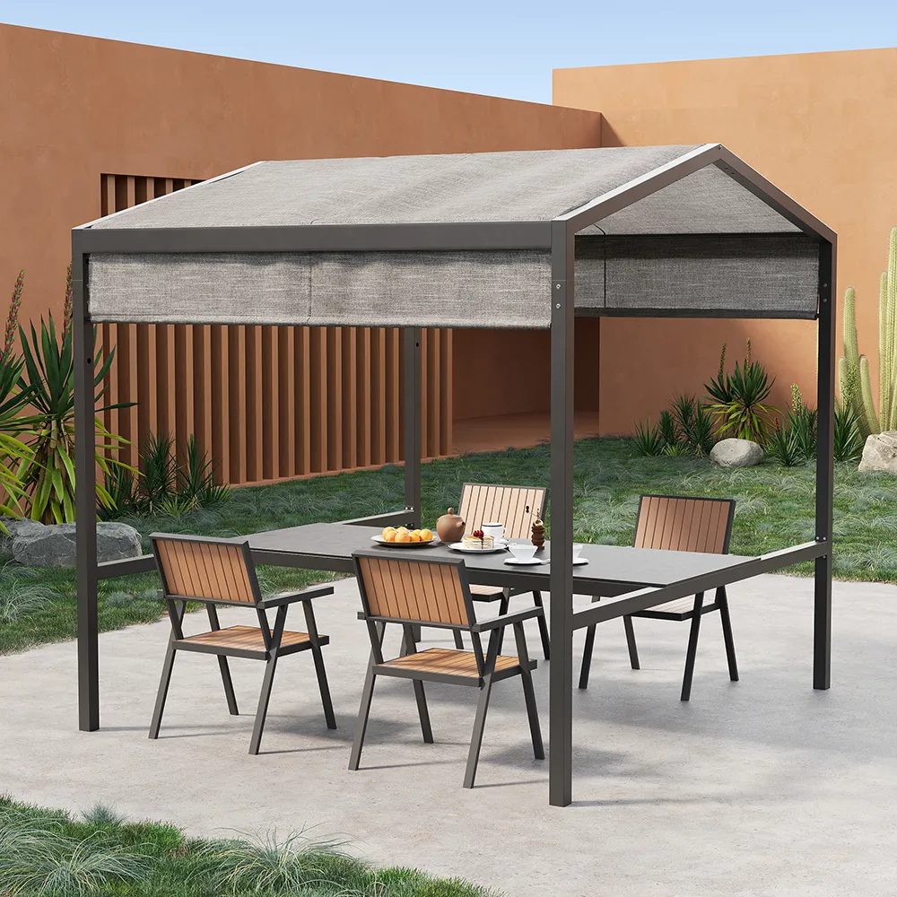 Adjustable Height Outdoor Dining Table with Canopy - Aluminum, HPL product