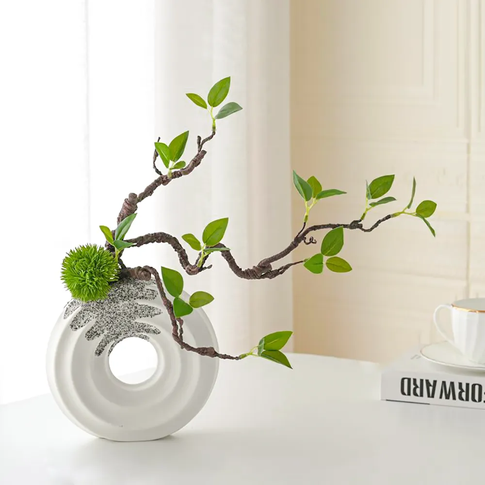 Artificial Tree with Ceramic Base Vase - White, Green product