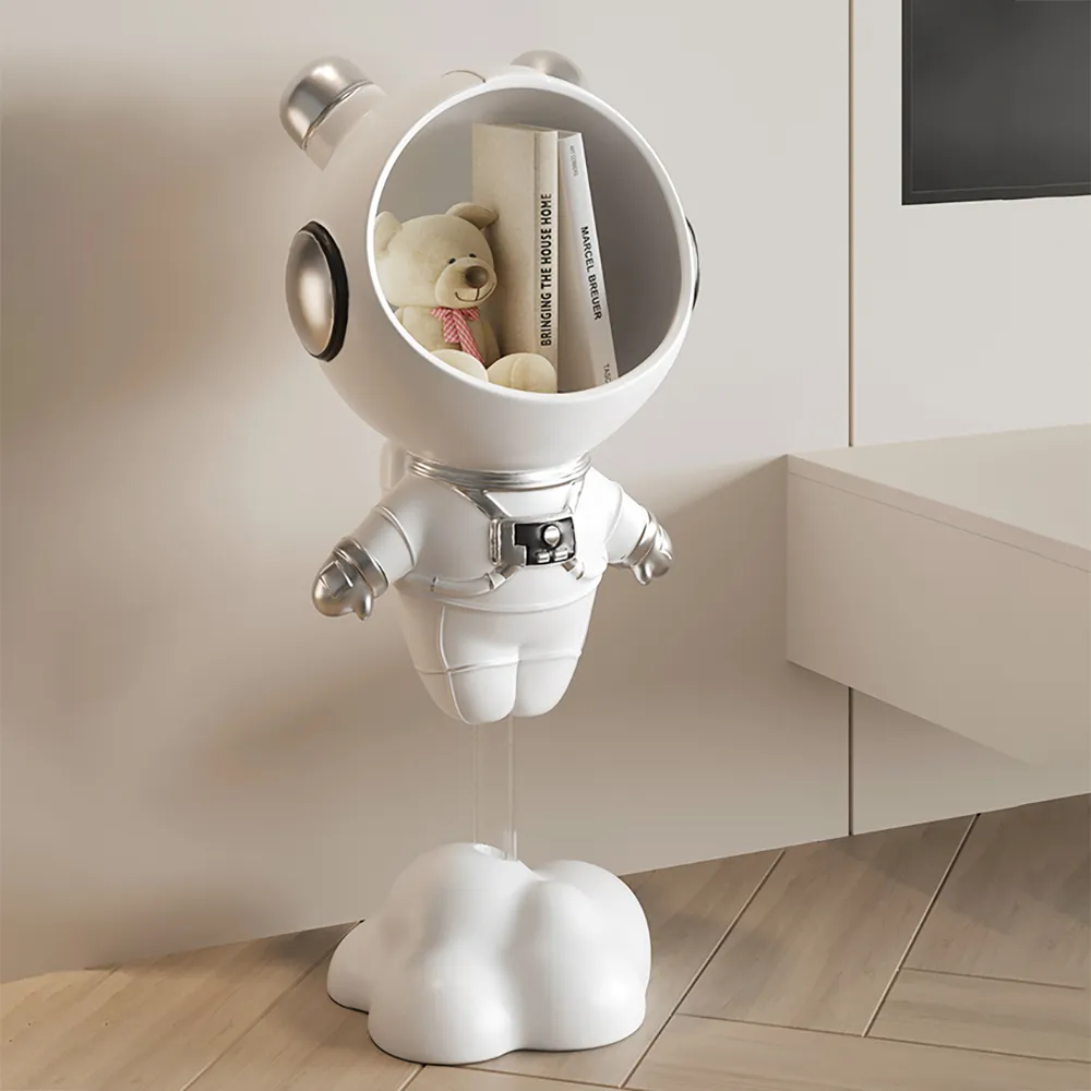 Astronaut Floor Figurine Side Table - White, Resin product