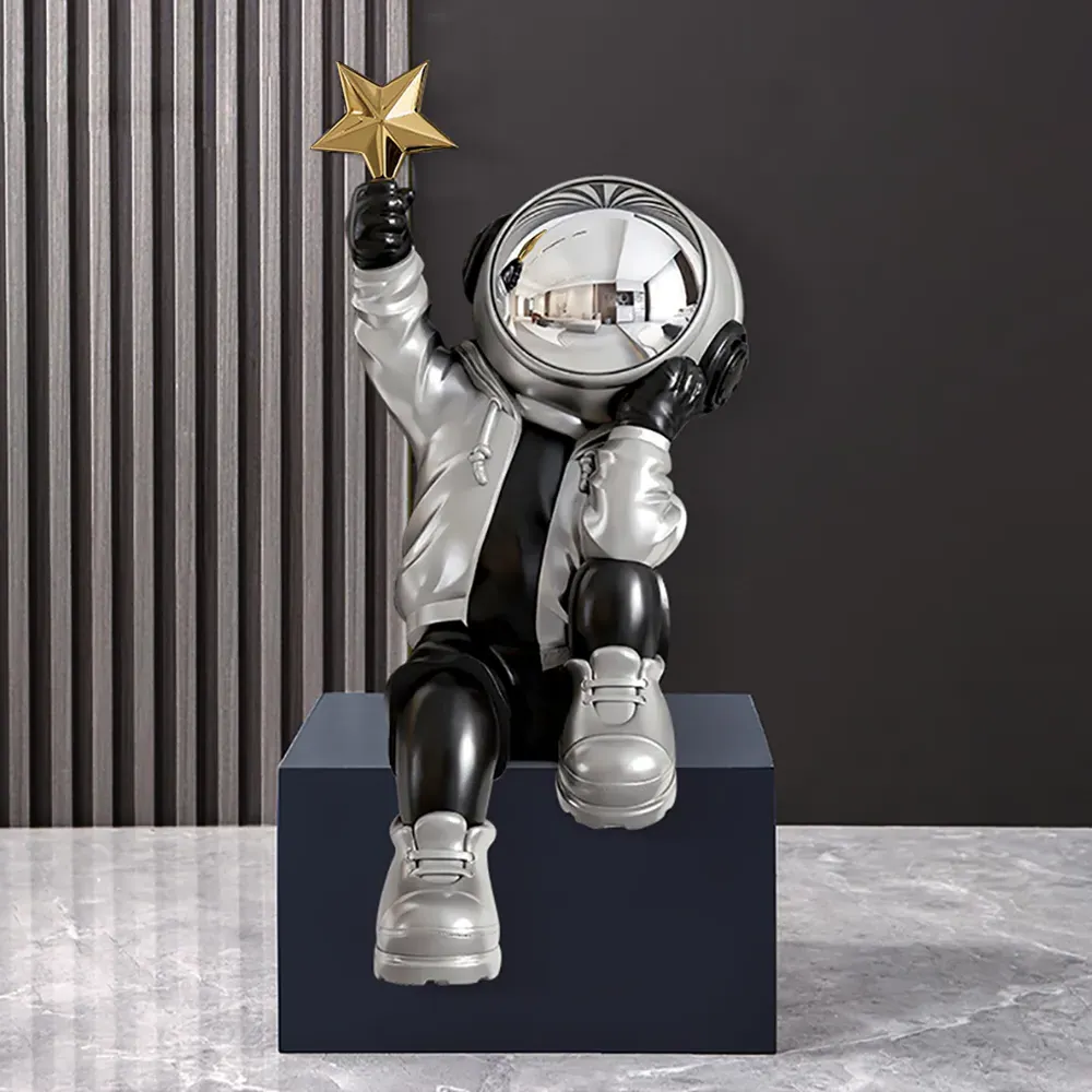 Astronaut Star Sculpture Figurine - Black, Resin product
