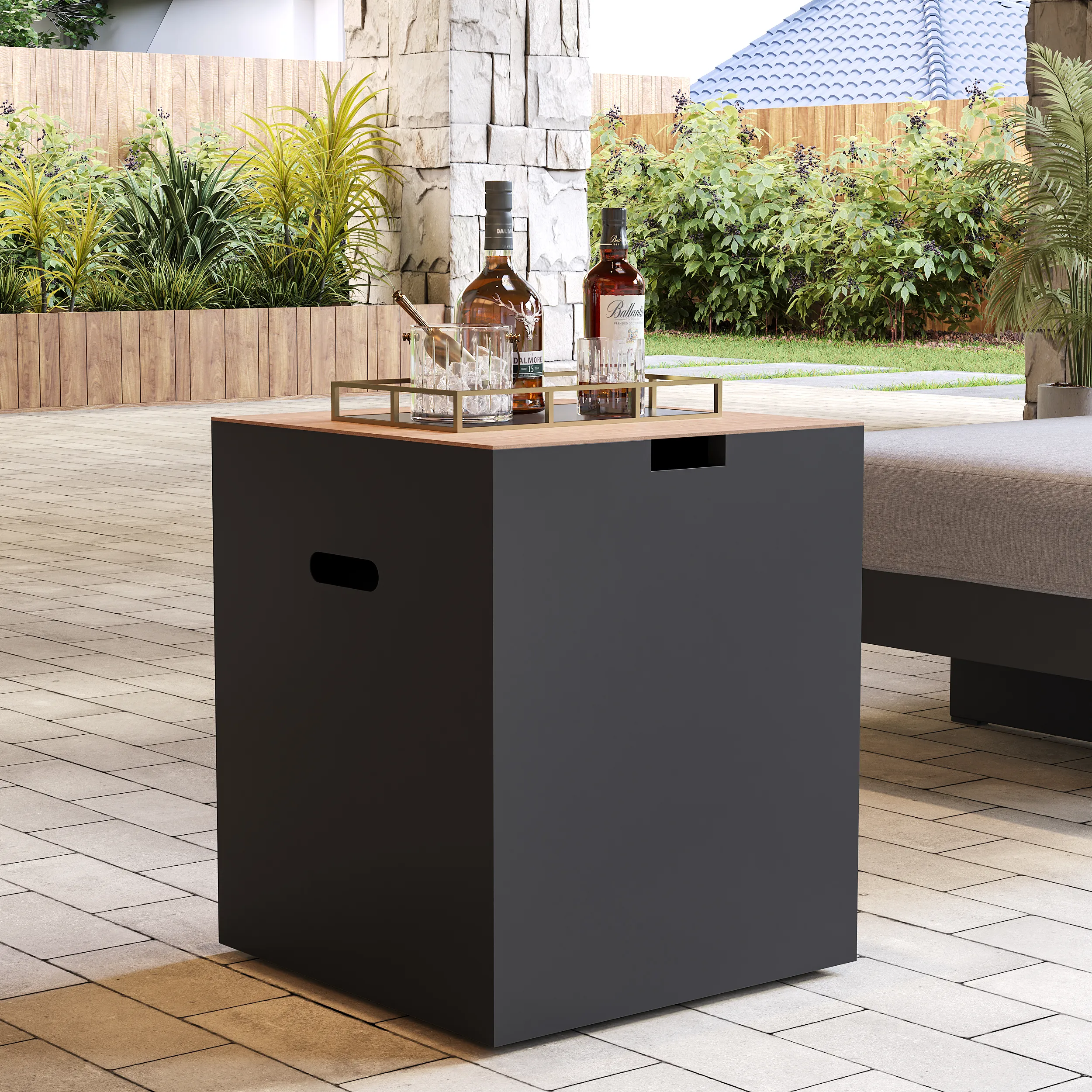 Axis Propane Gas Tank Cover Side Table - Dark Grey, Aluminum product