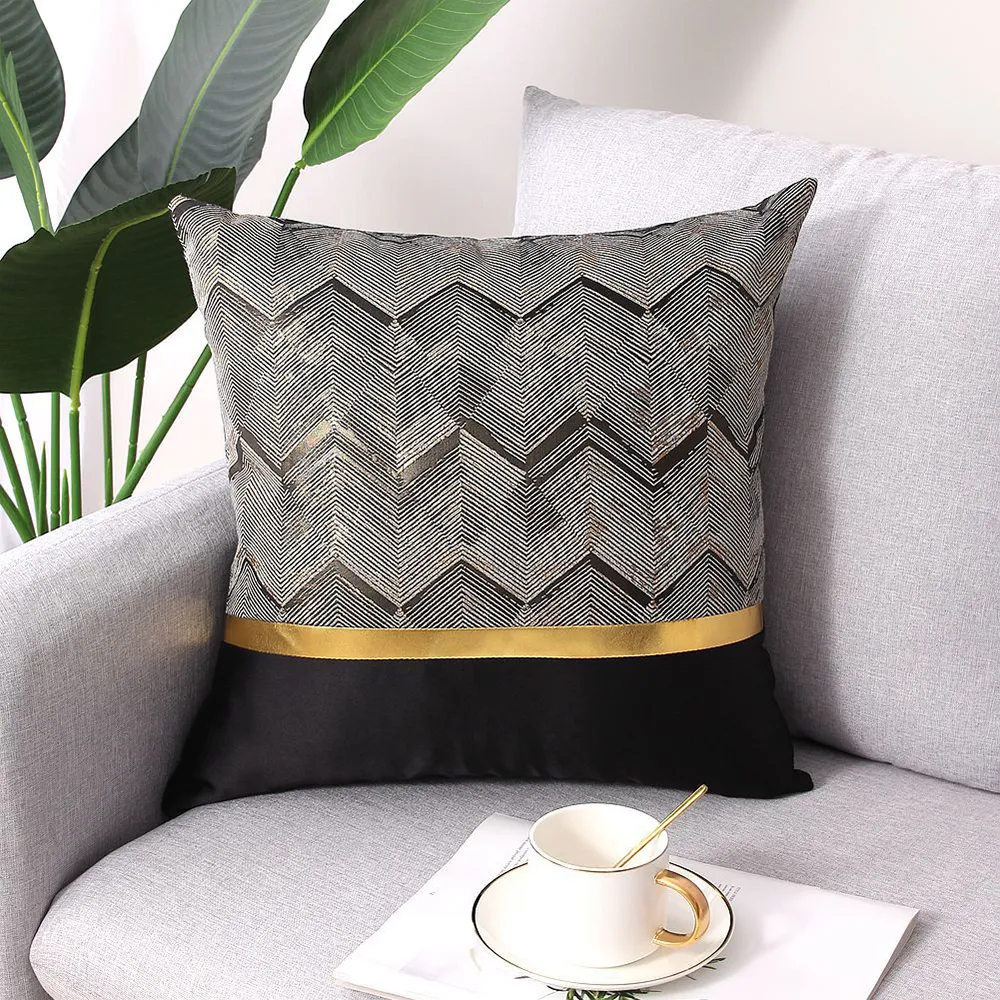 Black & Gold Throw Pillow Cover - Silk product