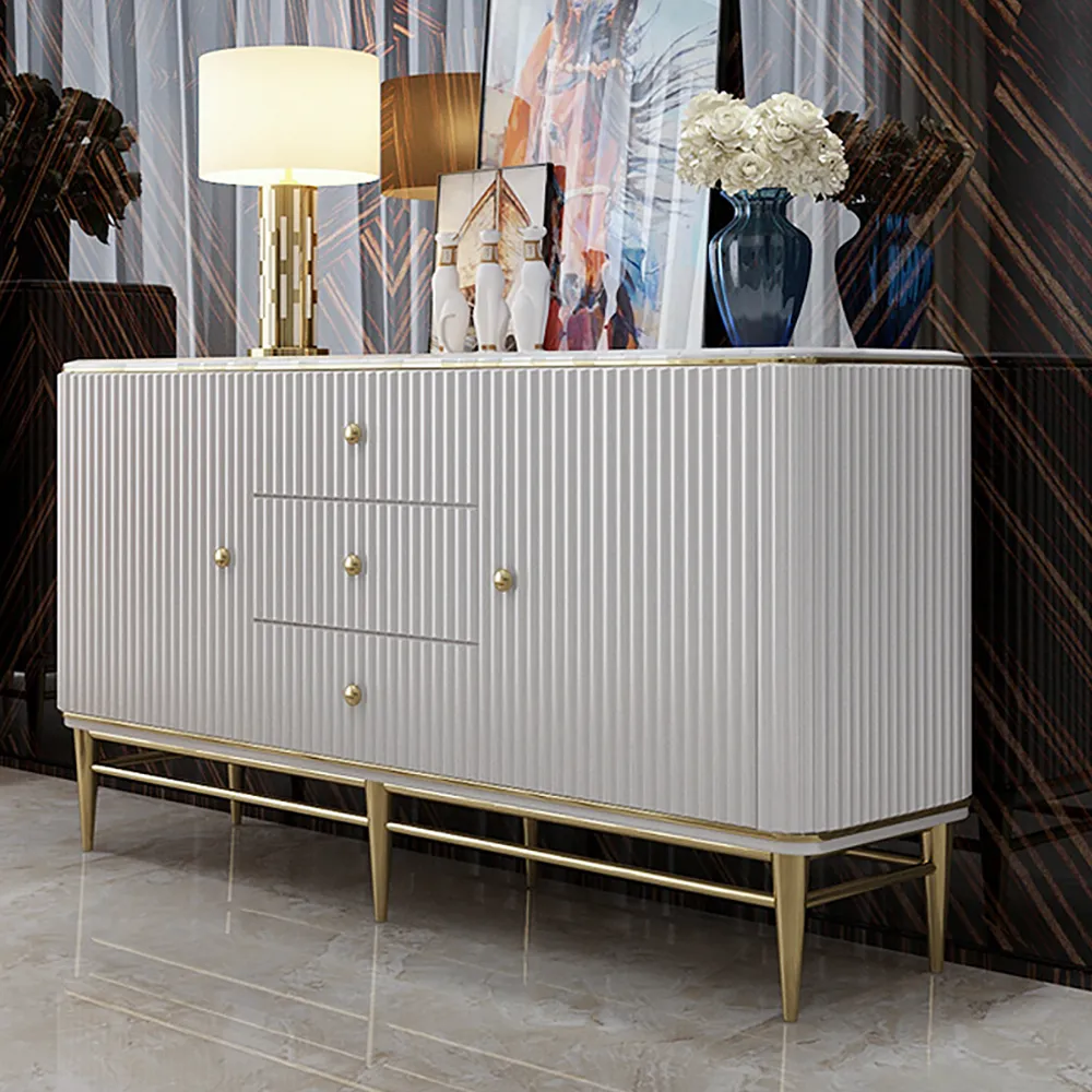 Bline Large Sideboard with Doors & Drawers - White, Faux Marble product