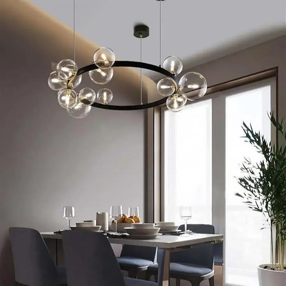 Bubi 15-Light Bubble Chandelier Adjustable Height - Black, Glass product