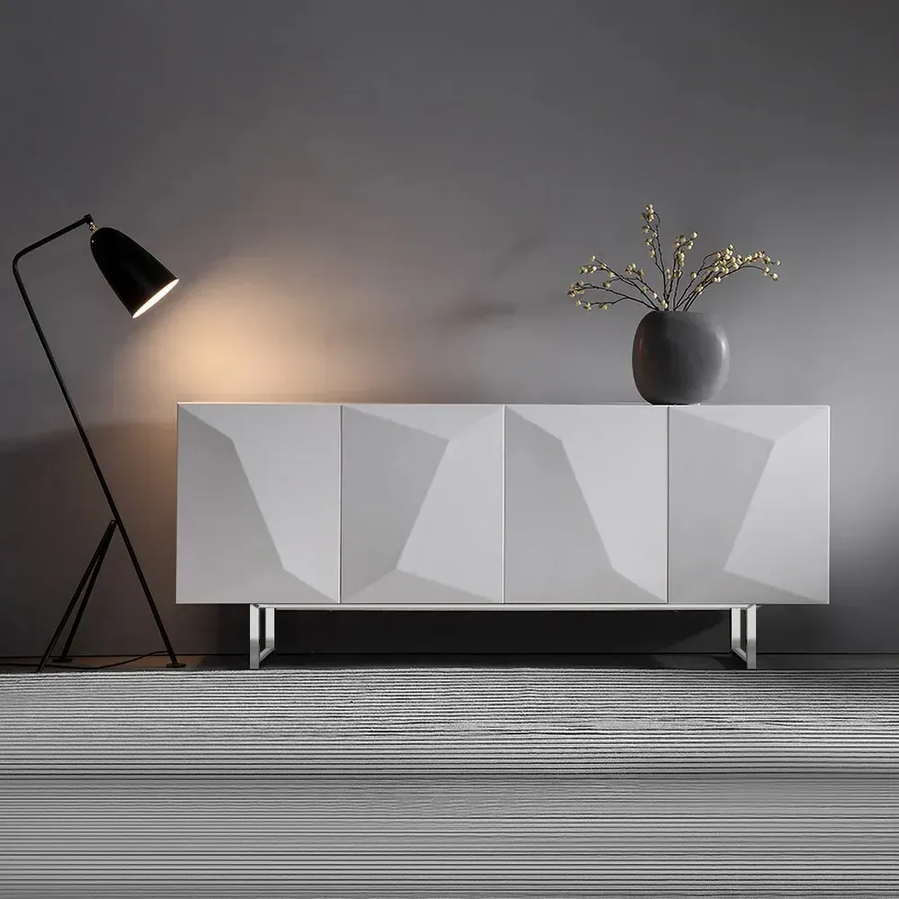 Buffet Sideboard with 4 Doors and Adjustable Shelves - Glossy White product