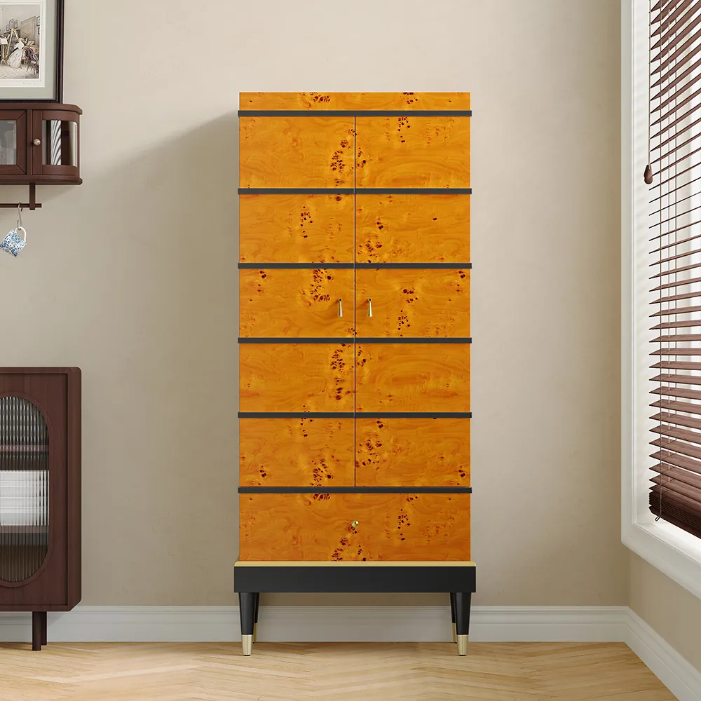Burlwood Bar Cabinet with Glass & Bottle Holder - Burl product