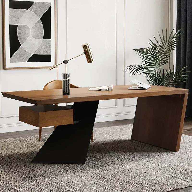 Cabstract Executive Office Desk with Floating Drawer - Light Walnut product
