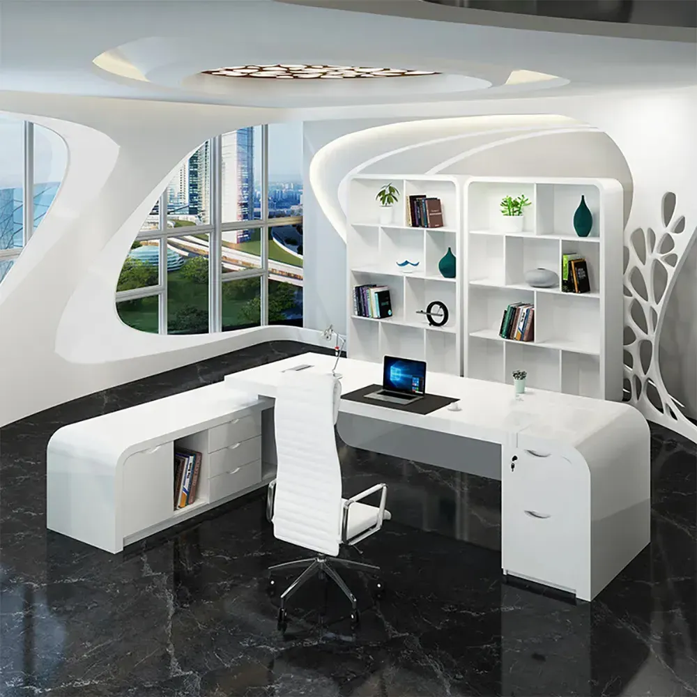 Chicent L-Shaped Executive Desk with Storage - Glossy White product