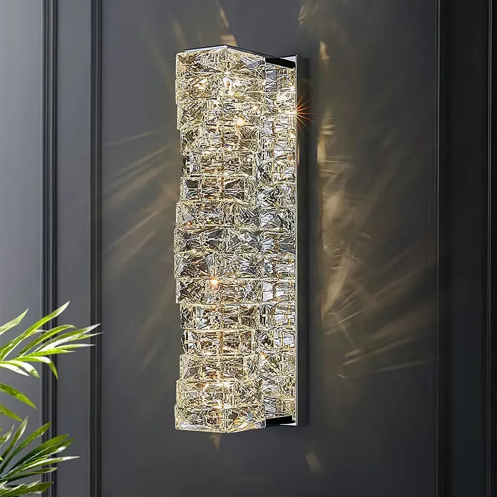 Chrome Crystal Rectangle LED Wall Sconce - Clear product