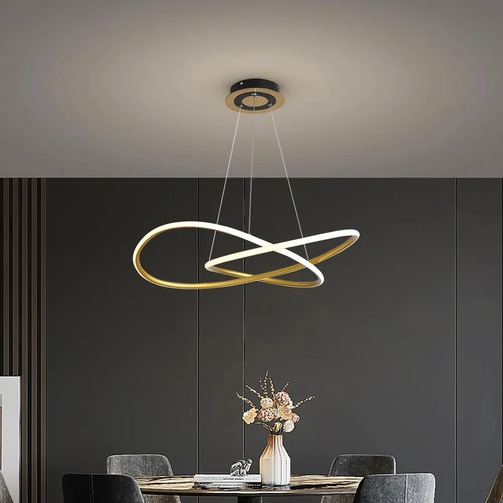 Circle Pendant Light LED Adjustable Height - Gold product