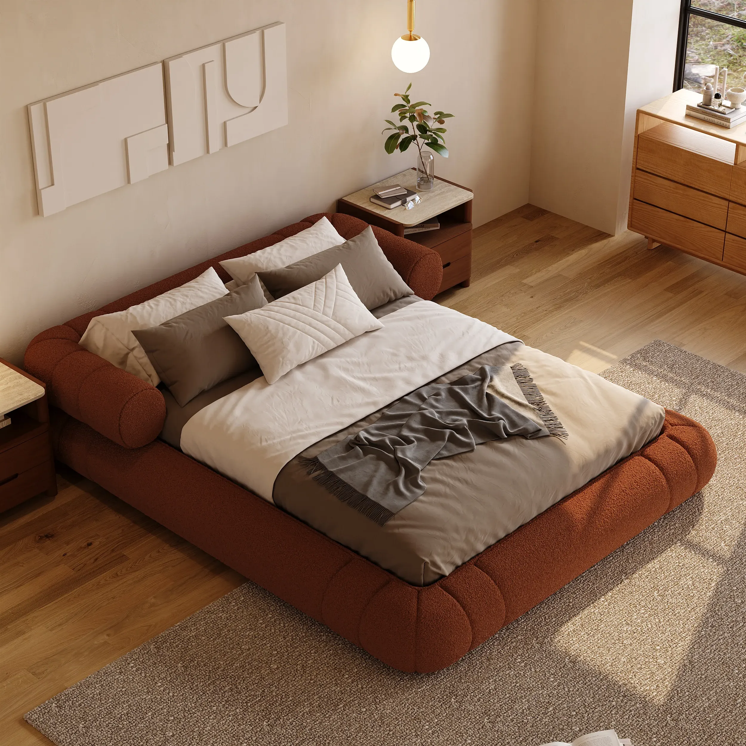 Cloud Queen Size Floor Bed Frame - Boucle product