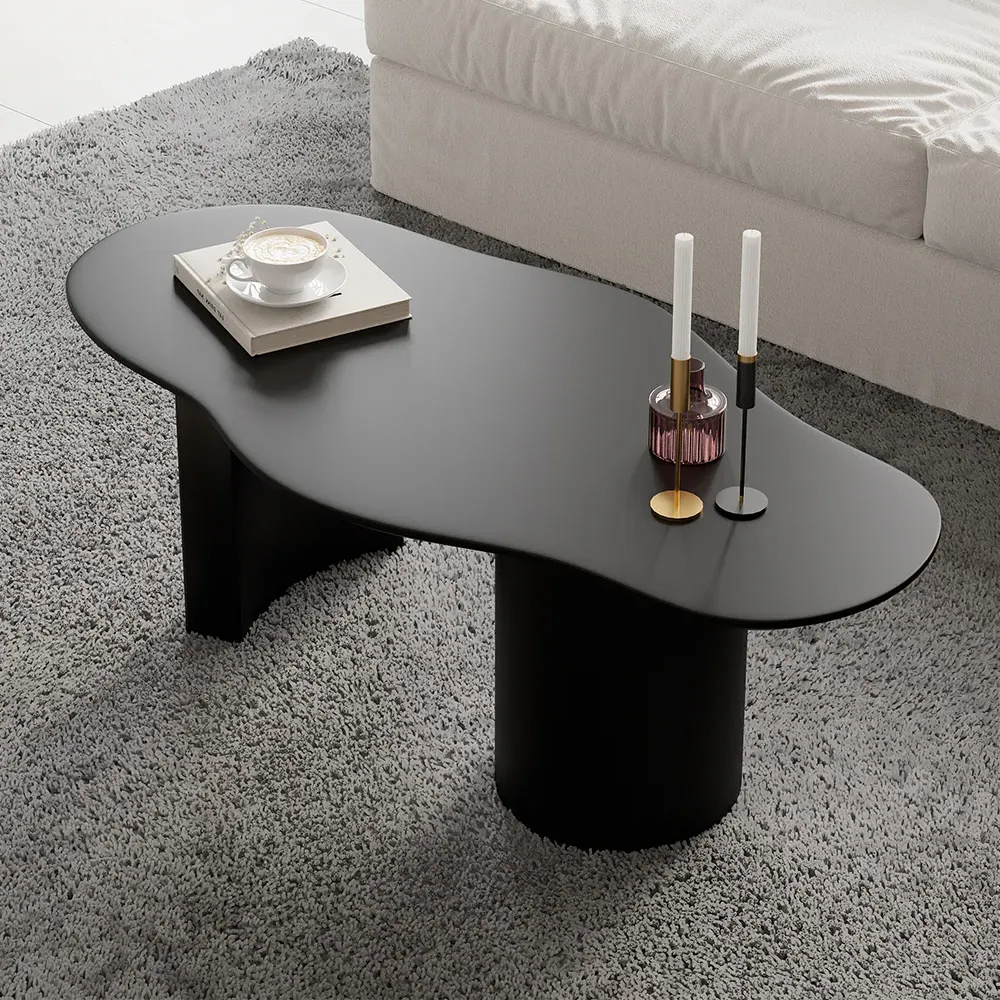 Cloud Shaped Coffee Table Double Pedestal - Black, MDF product