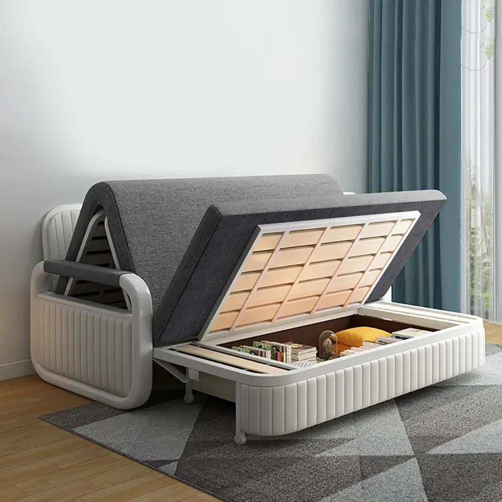 Convertible Sleeper Sofa with Storage - Light Grey, Cotton & Linen product