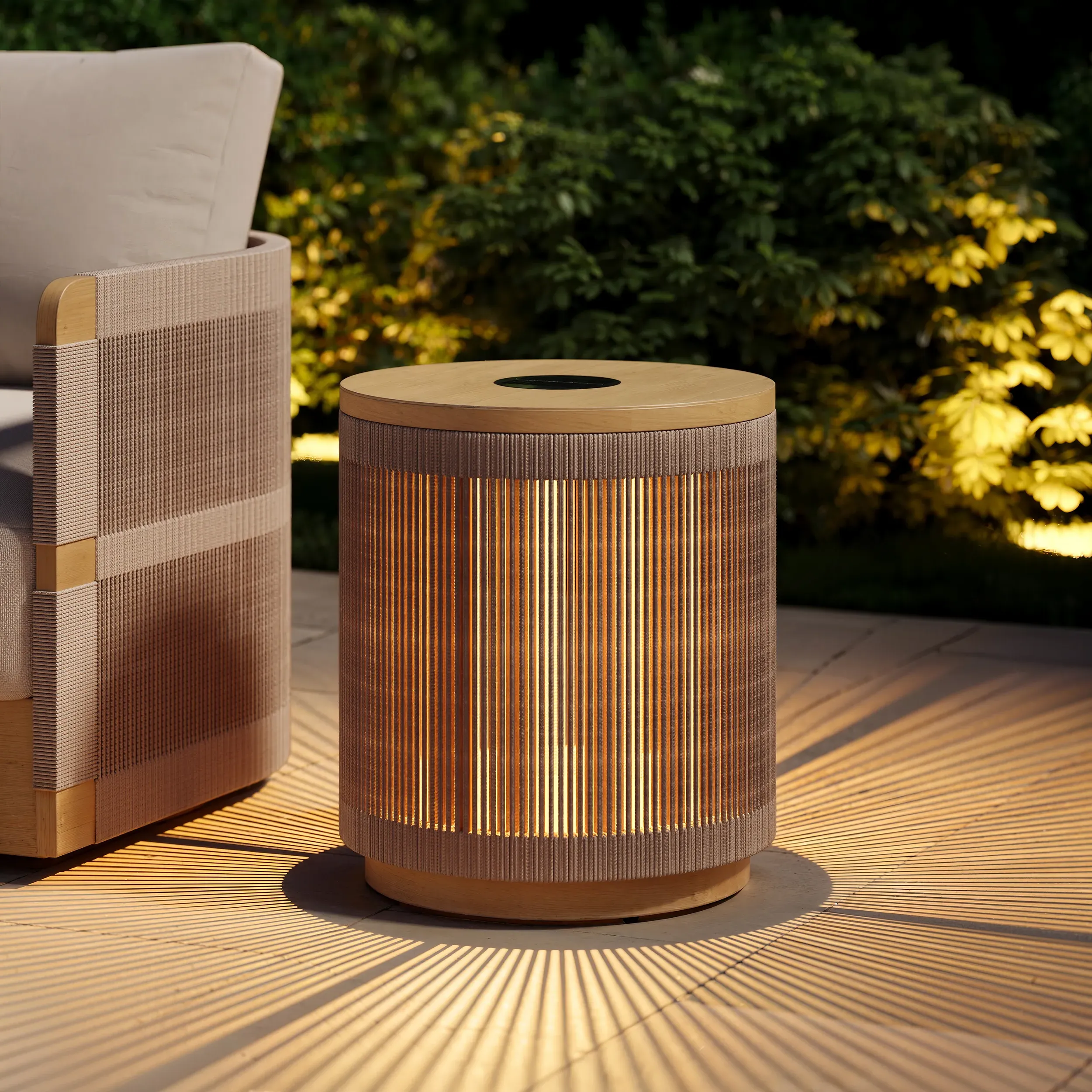 Costra Outdoor Side Table with Storage & LED - Ivory product