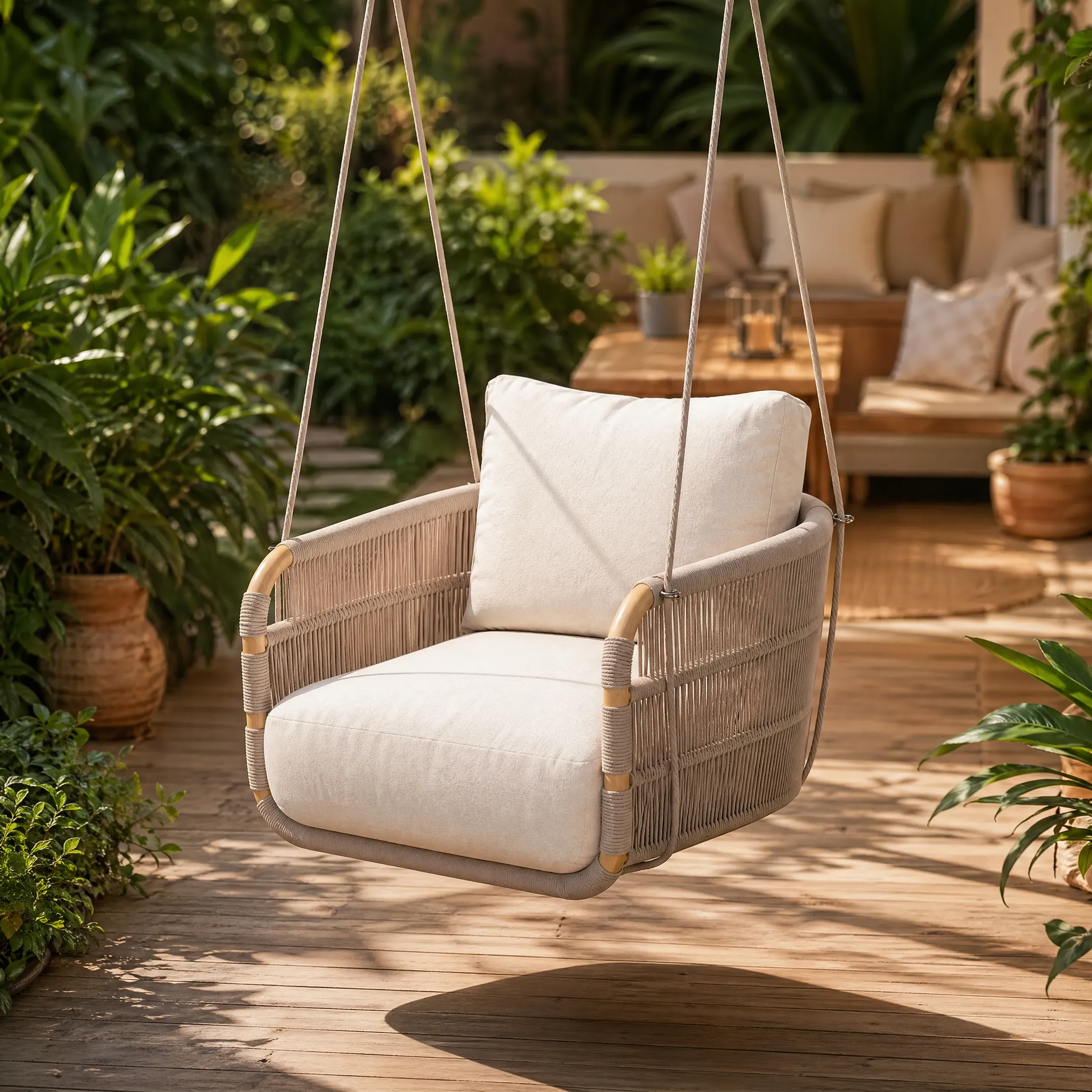 Costra Single Seater Hanging Swing Chair - Ivory, Rope product