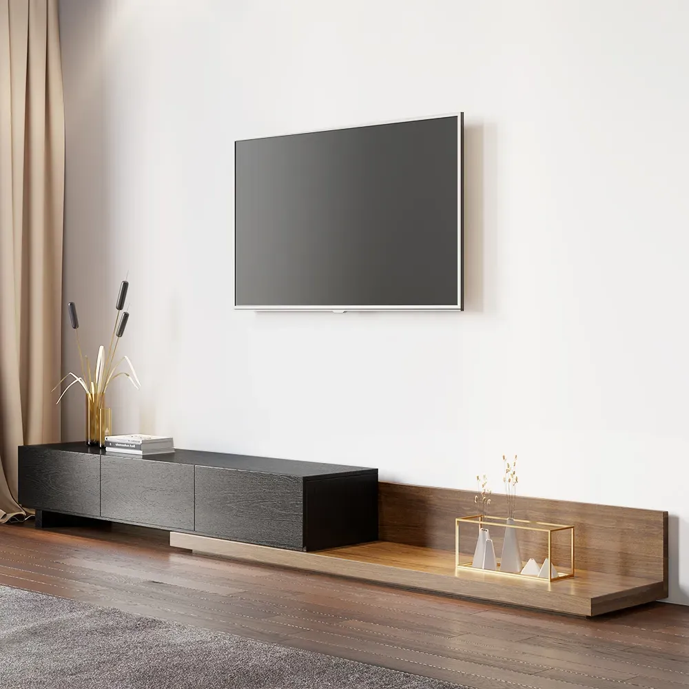 Crator Extendable TV Stand with 3 Drawers - Black, Walnut product
