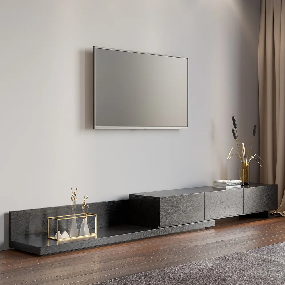 Crator Extendable TV Stand with 3 Drawers - Black product