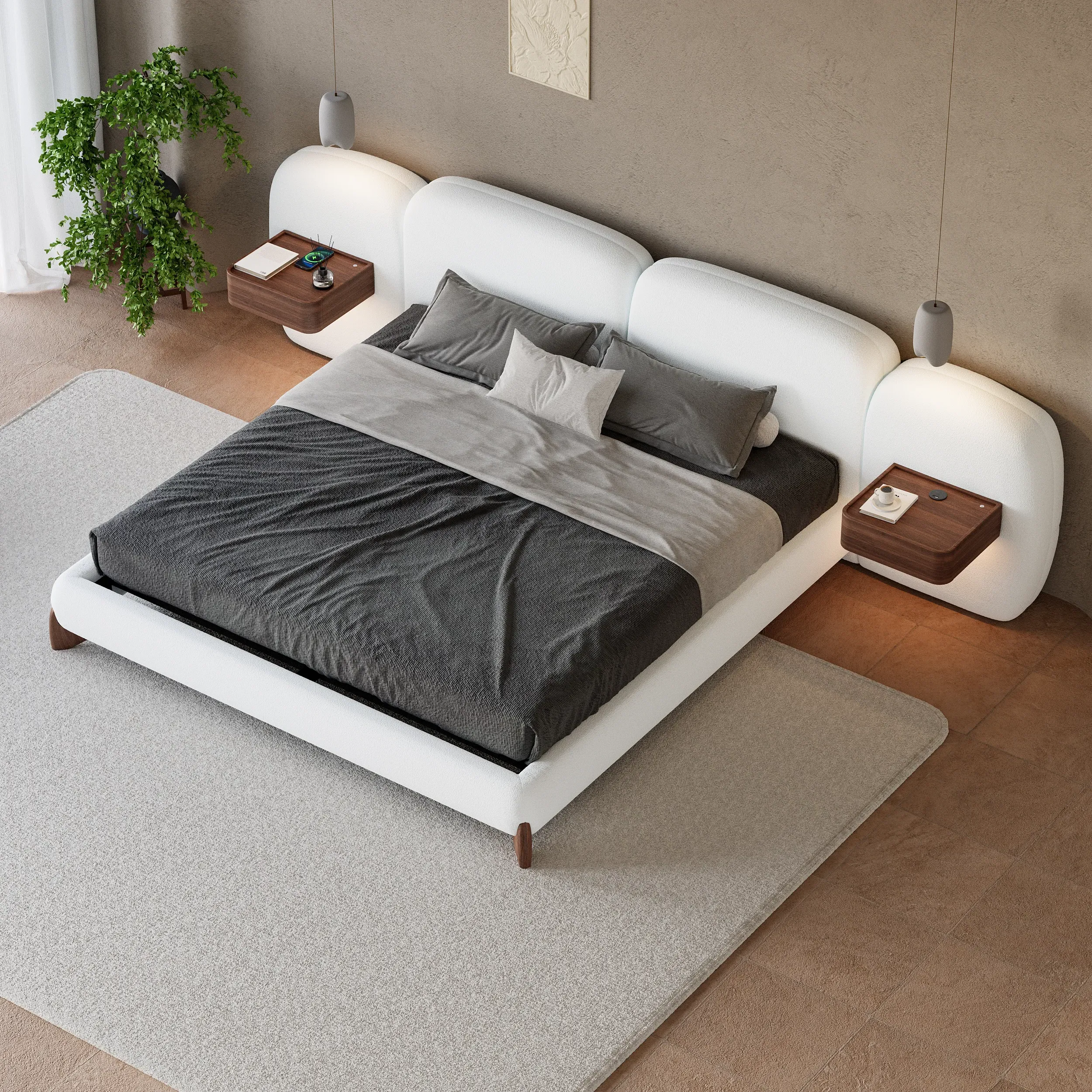 Curva King Size Bed Frame with Extended Headboard - Boucle product
