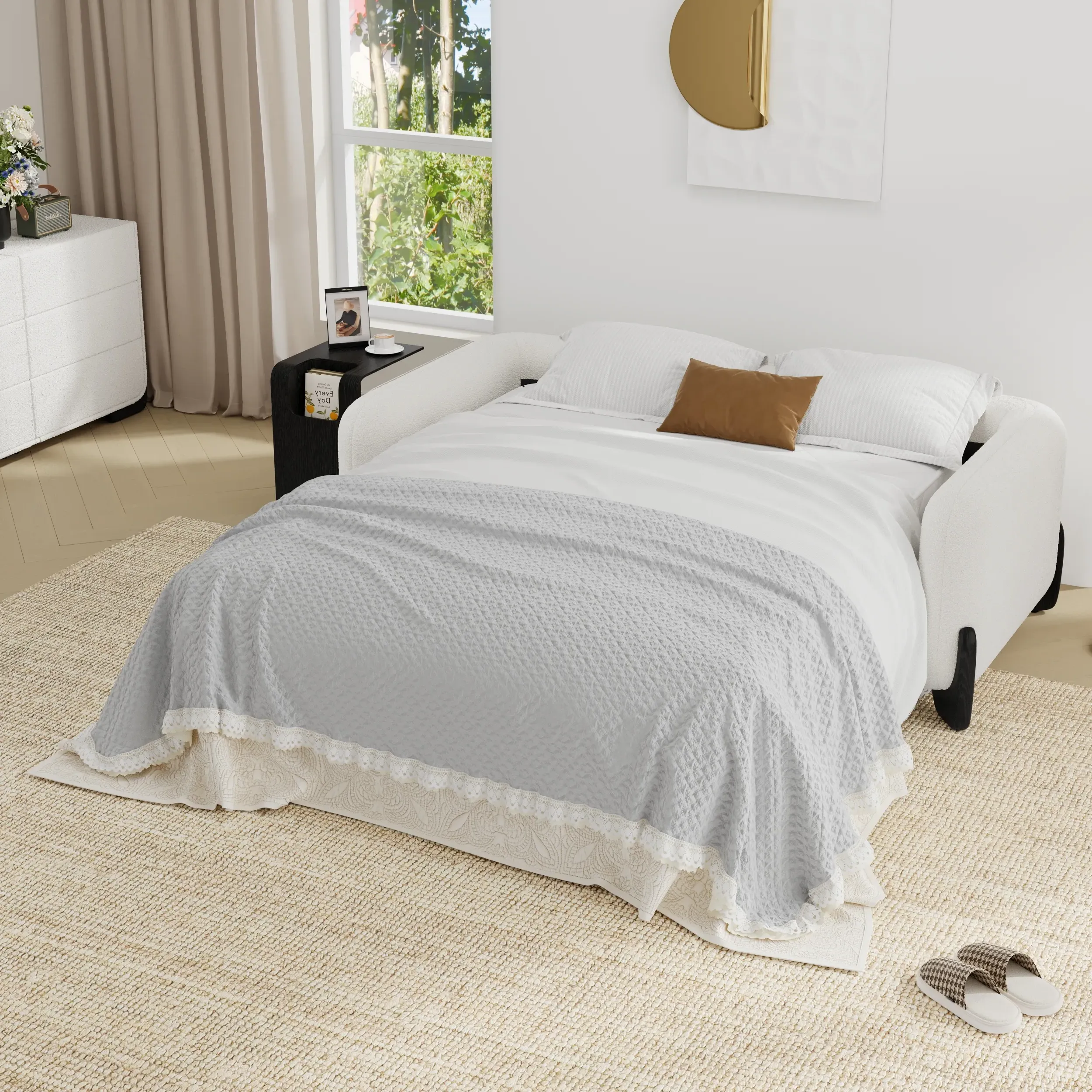 Curva Queen Size 3-Seater Sofa Bed with Mattress - Boucle product
