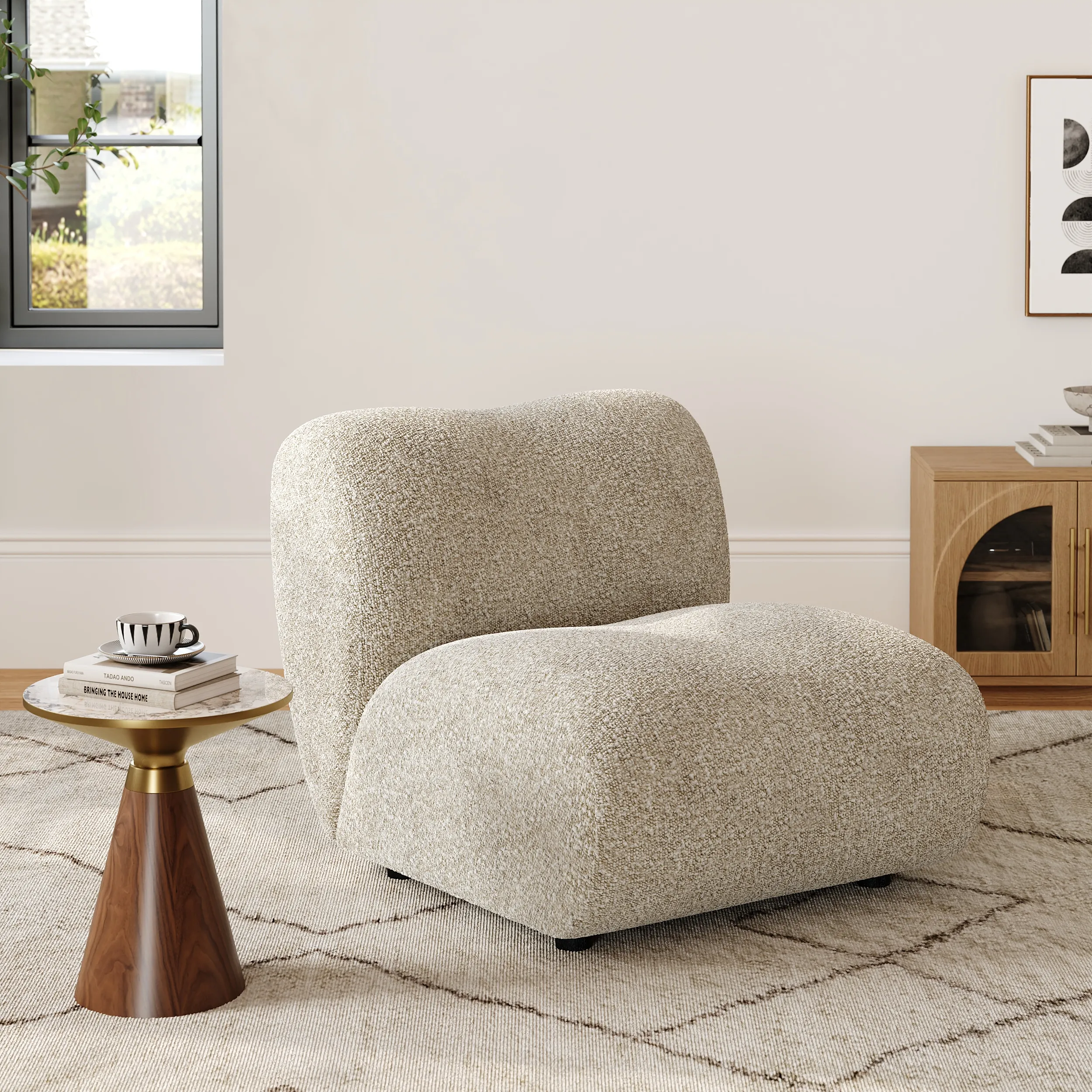 Curved Slipper Accent Chair - Boucle product