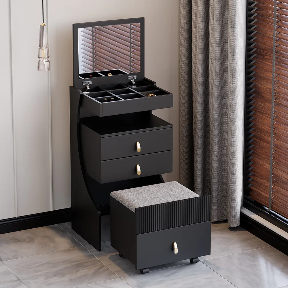 Dressing Table with Flip Top Mirror & Stool - Black product