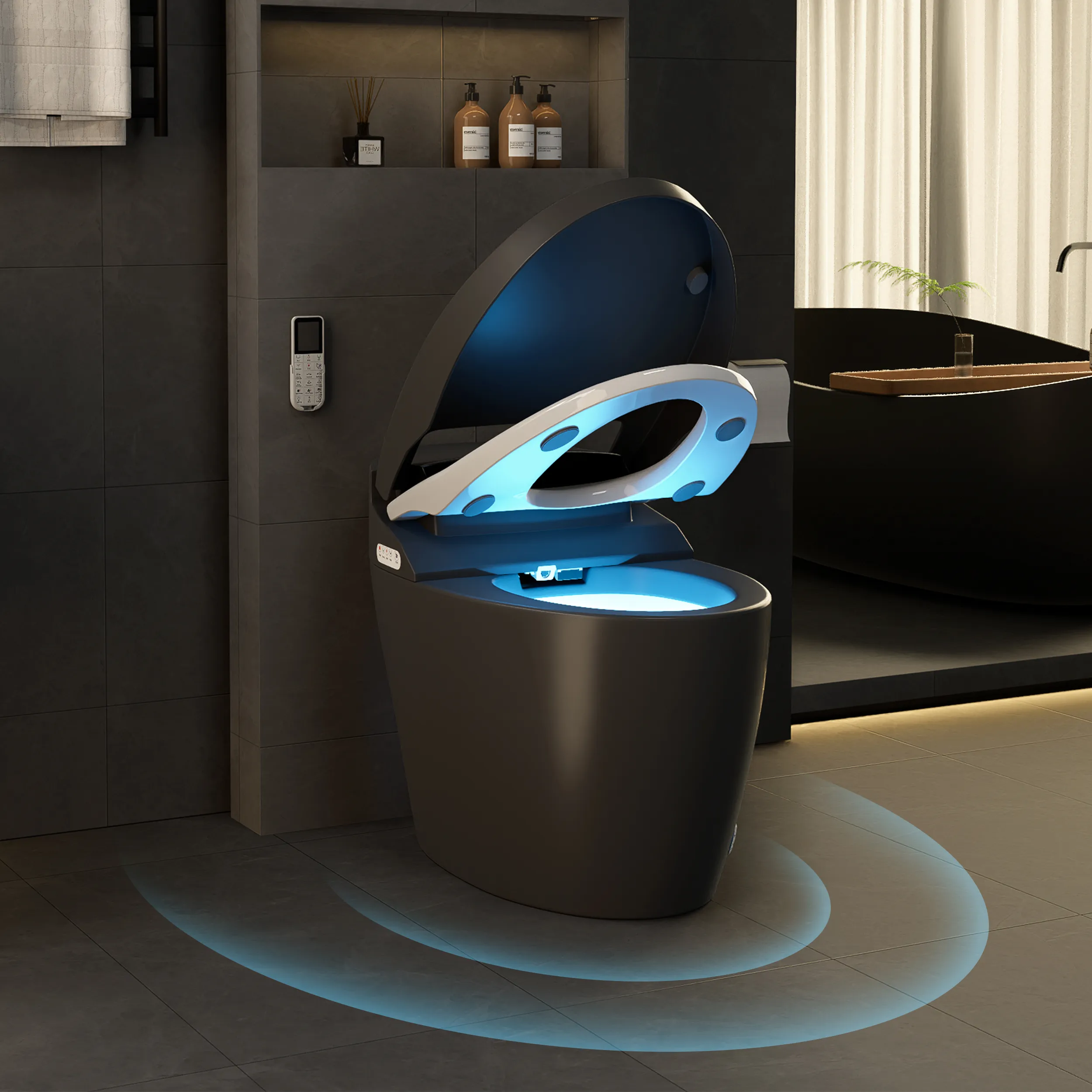 Elongated One-Piece Smart Toilet & Bidet with Seat - Black product