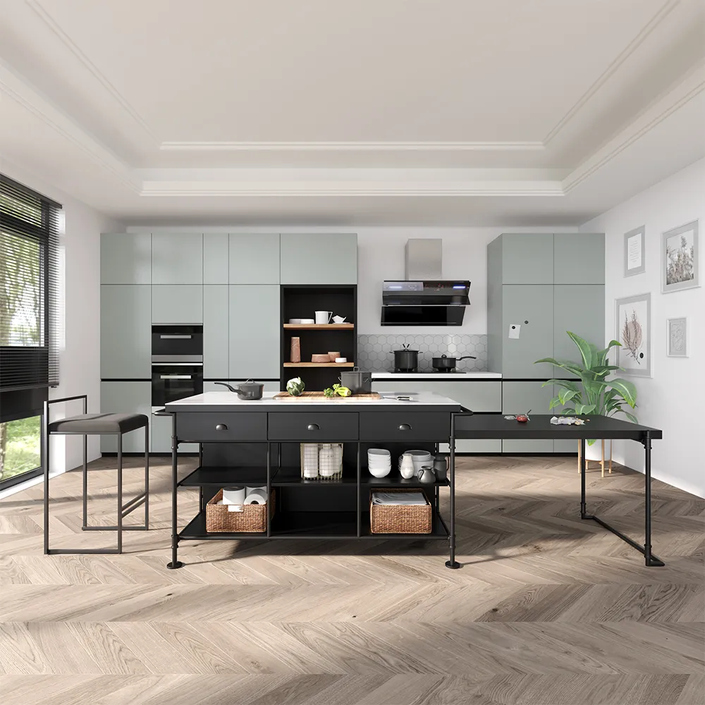 Extendable Kitchen Island with 3-Drawer - Black, Faux Marble product