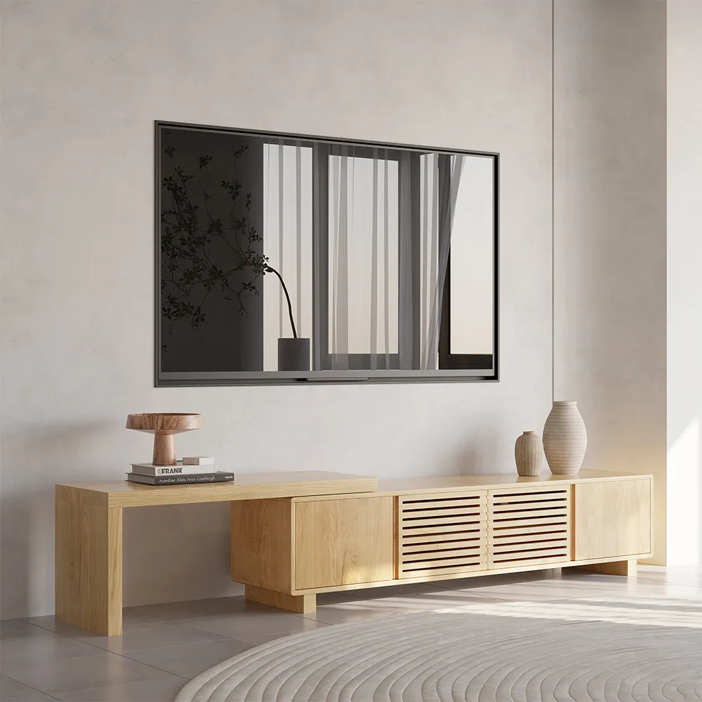 Extendable TV Stand with 4 Shelves - Natural product