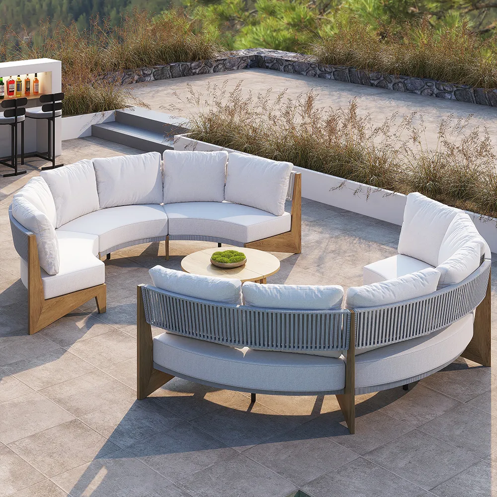 Farmhouse 8-Piece Curved Modular Outdoor Sectional Sofa Set - White product