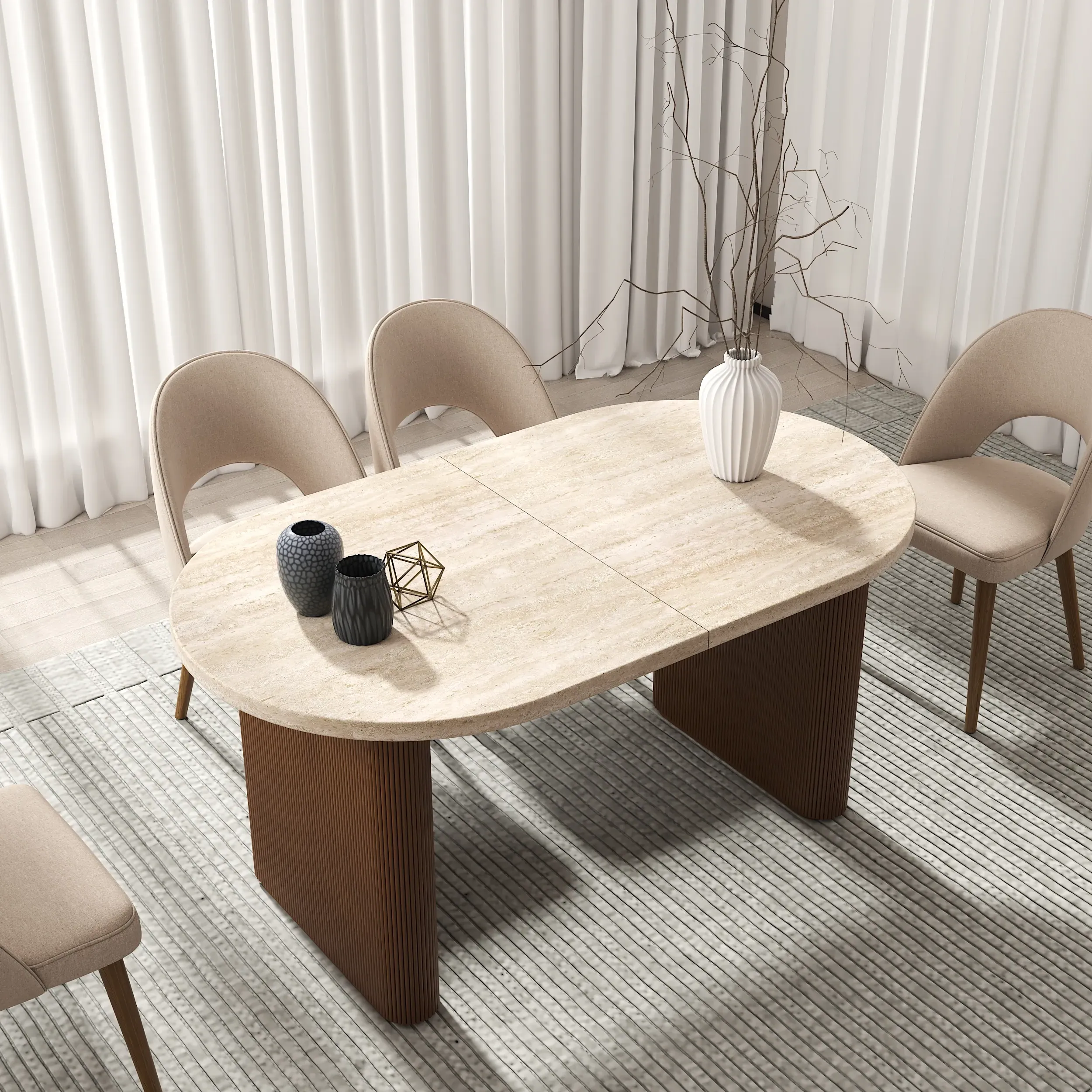 Fluve Oval Extendable Dining Table - Matte Travertine product