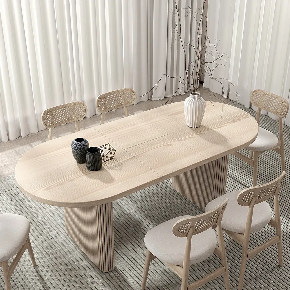 Fluve Oval Extendable Dining Table with Butterfly Leaf - Whitewash product