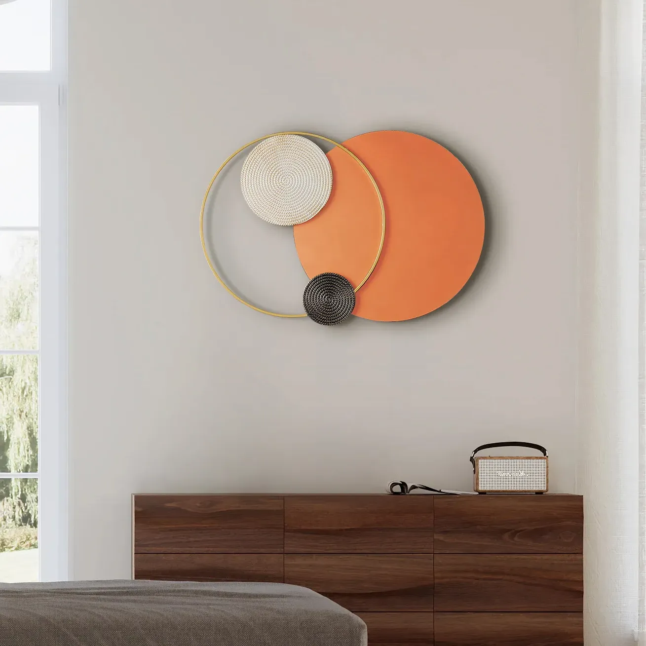 Geometric Circles Wall Art - Orange, Metal product