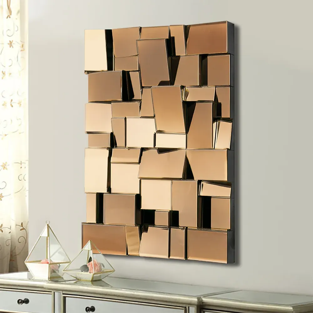 Geometric Wall Mirror Vertical & Horizontal Mounting - Amber, Glass product