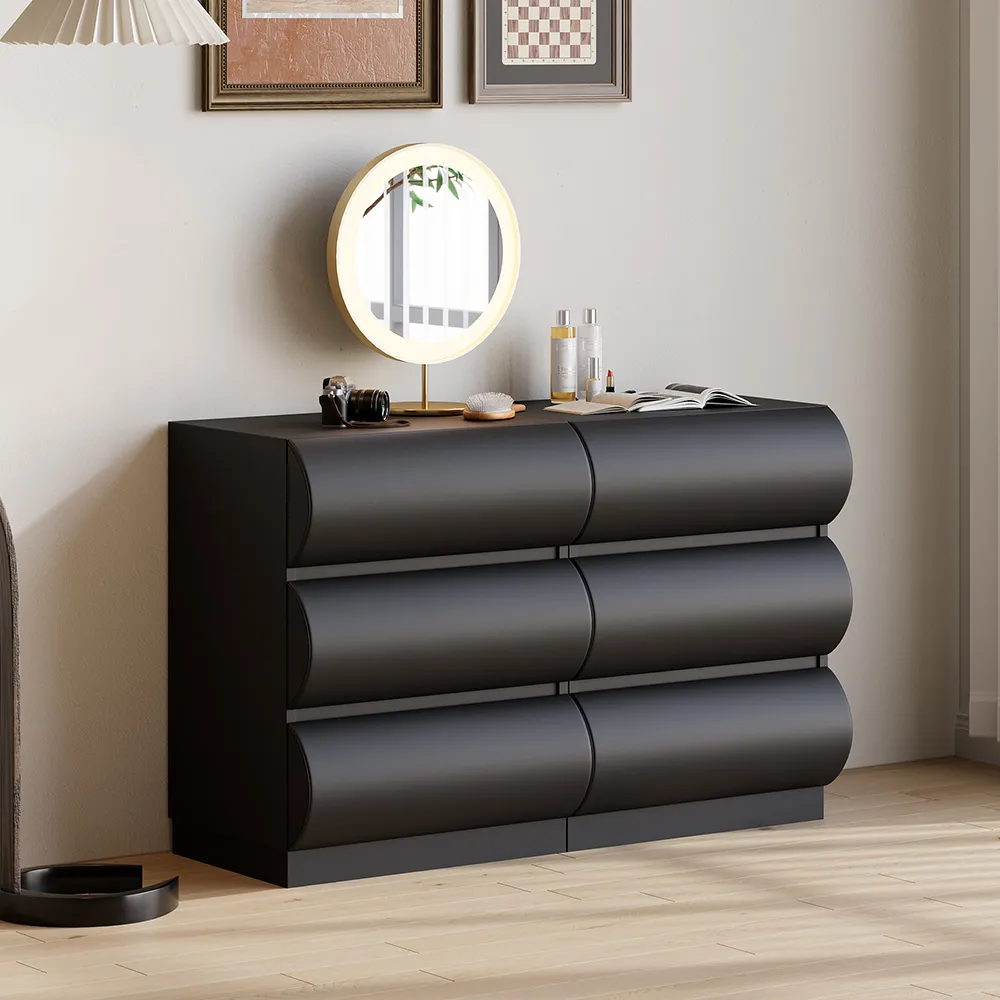 Humply 6 Drawer Dresser Chest with Storage - Black, PU Leather product
