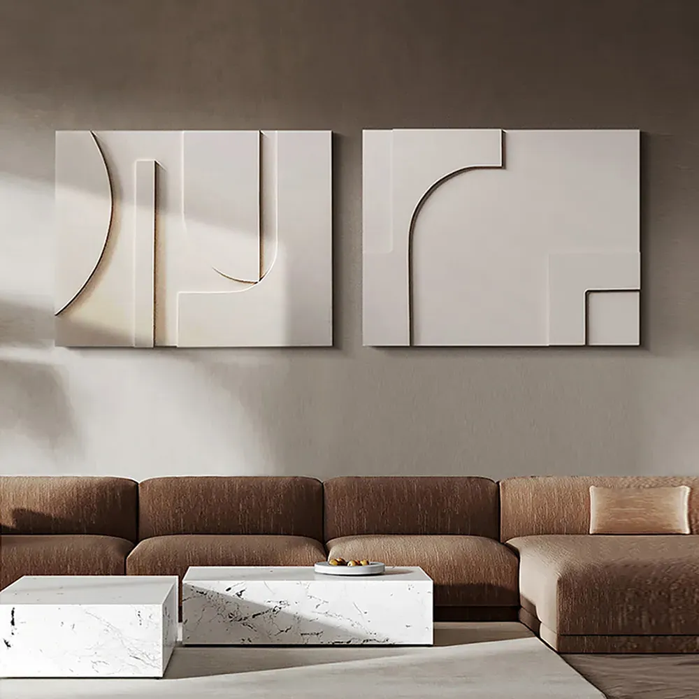 Japandi 3D Abstract Wall Art Set of 2 - White product
