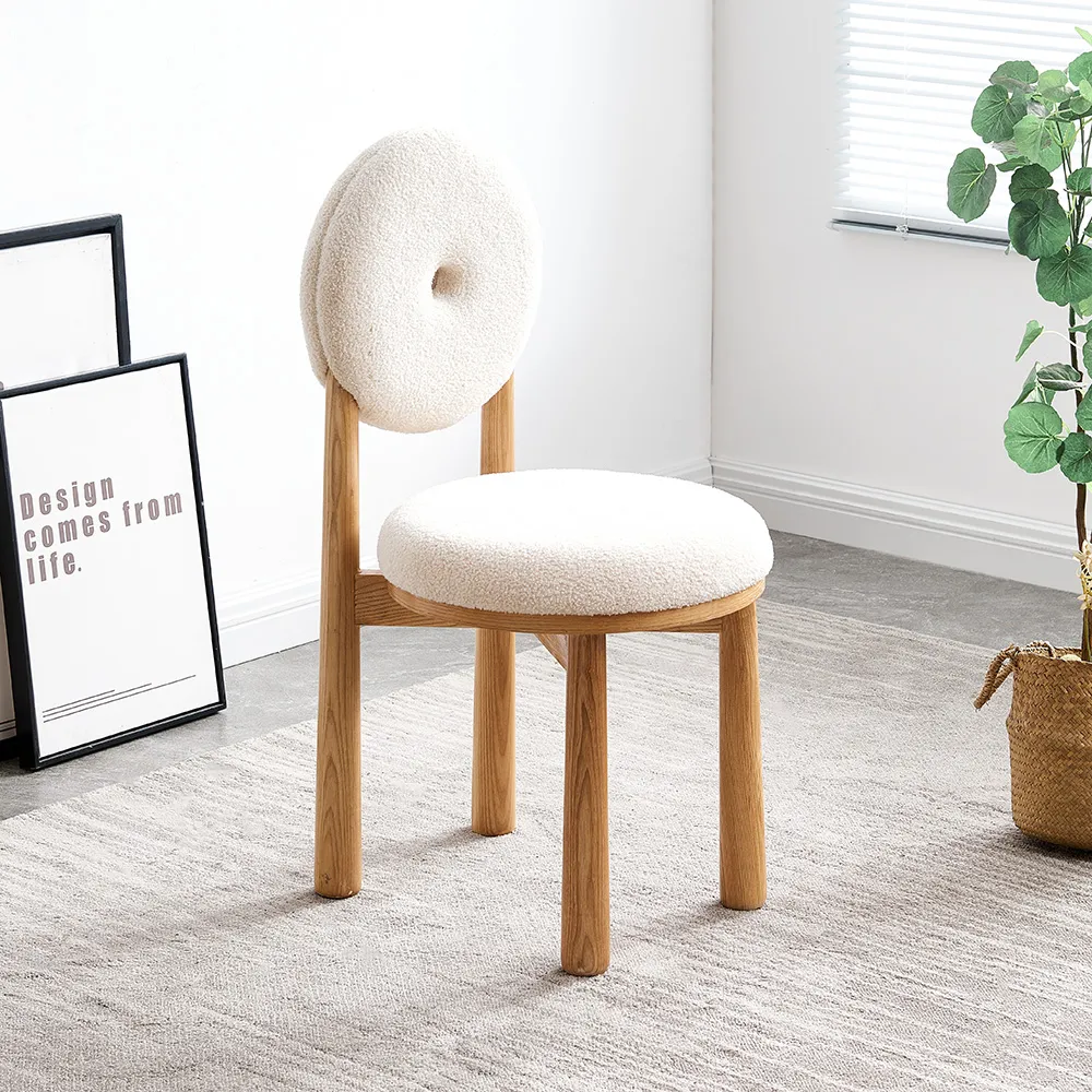 Japandi Dining Side Chair - White, Boucle product