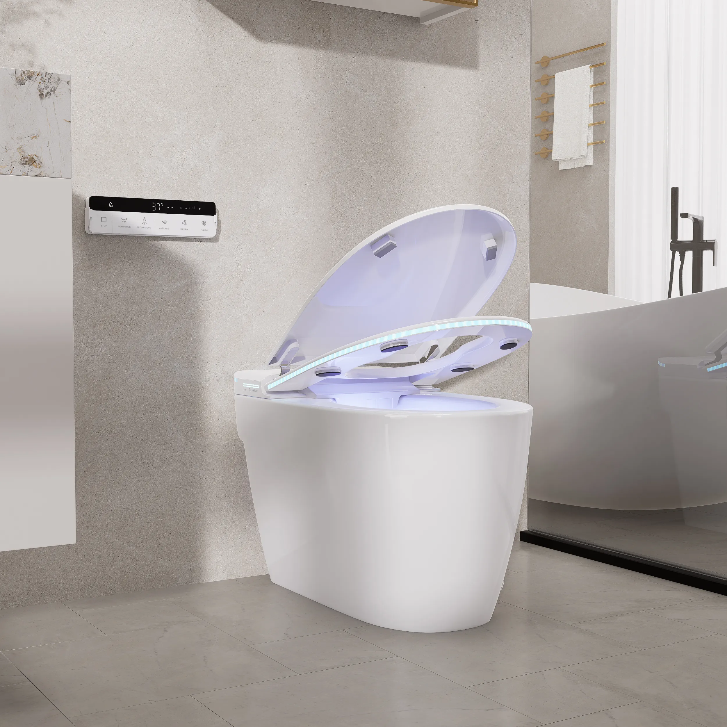 Japanese Smart Toilet with Bidet, Auto Lid & Heated Seat - White product