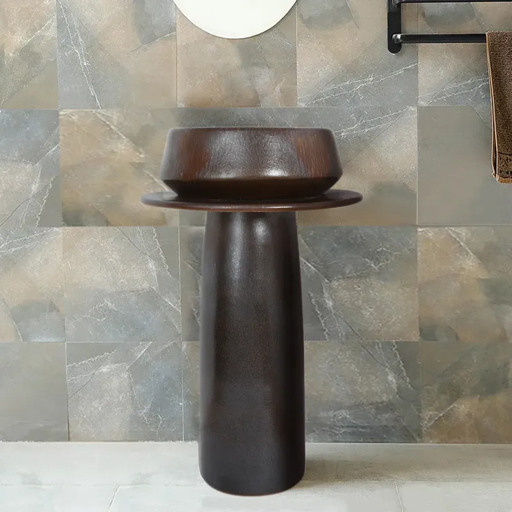 Kaolin Clay Pedestal Basin Freestanding Washbowl - Bronze product