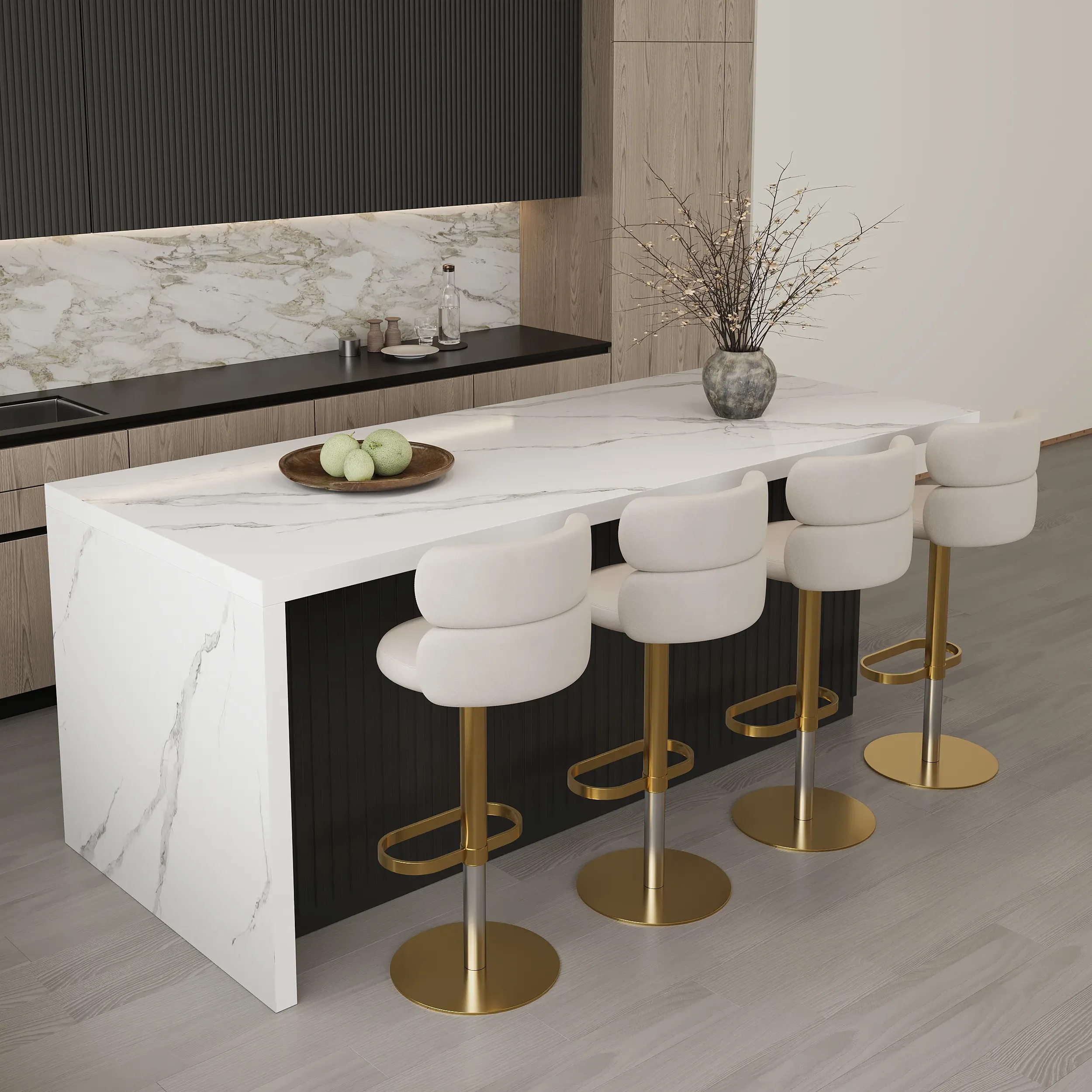 Kitchen Island & 4 Counter Stools Set with Storage - White, Laminate product