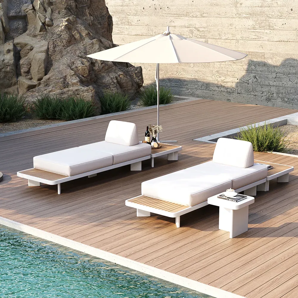 L-Shaped Outdoor Sectional Sofa Set 5-Piece - White, Aluminium product