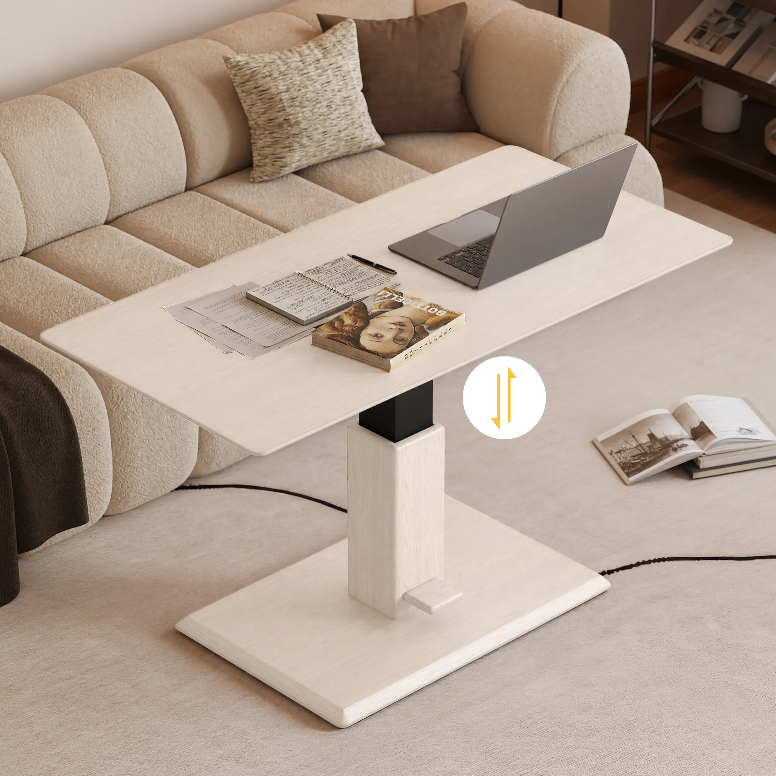 Lift-Top Height-Adjustable Coffee Table - Whitewash product