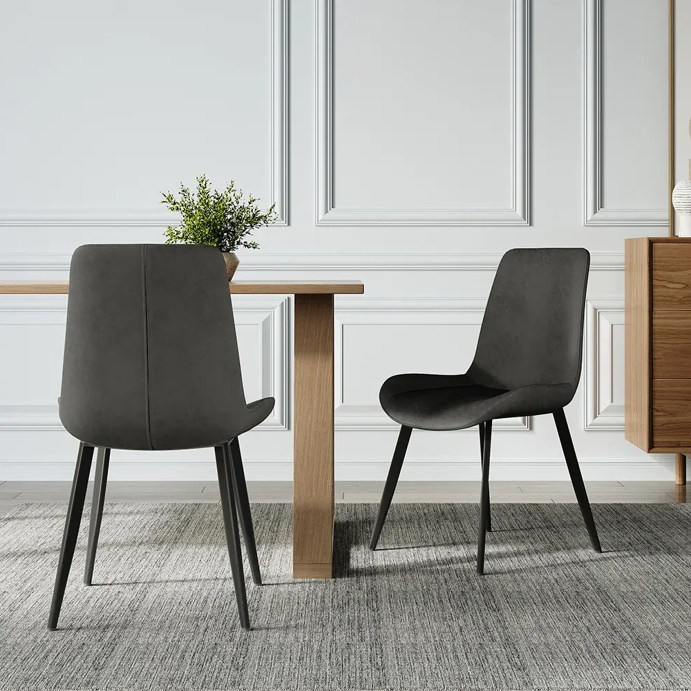 Linesly Upholstered Dining Chair Set of 2 - Grey, PU Leather product