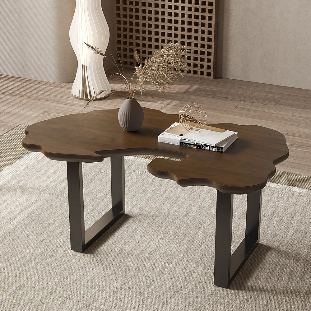 Live-Edge Coffee Table - Walnut & Black, Wood & Metal product
