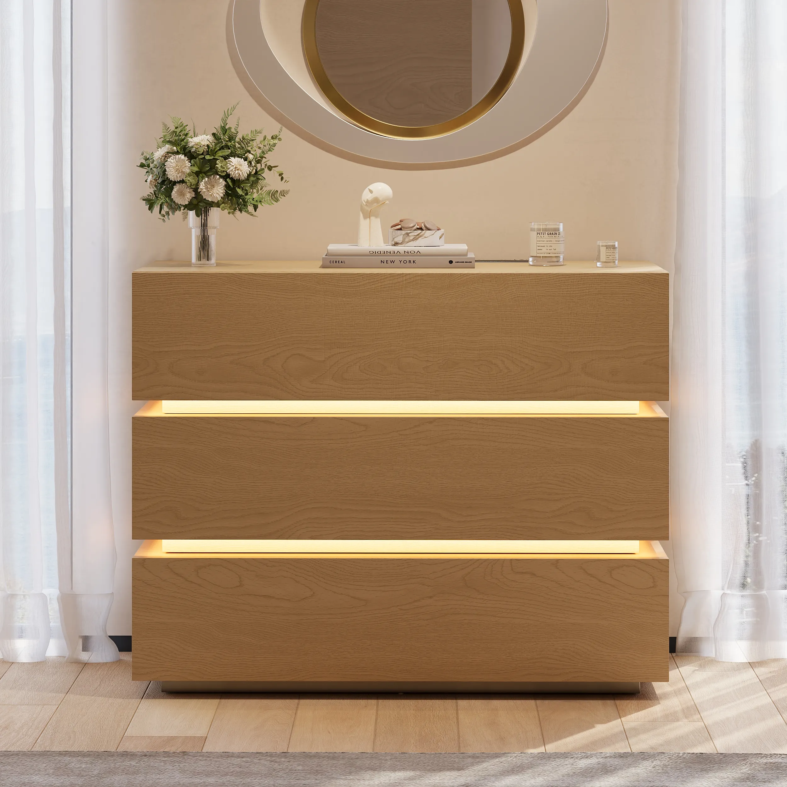 Lumio 3-Drawer Chest with Charging Station - Natural product