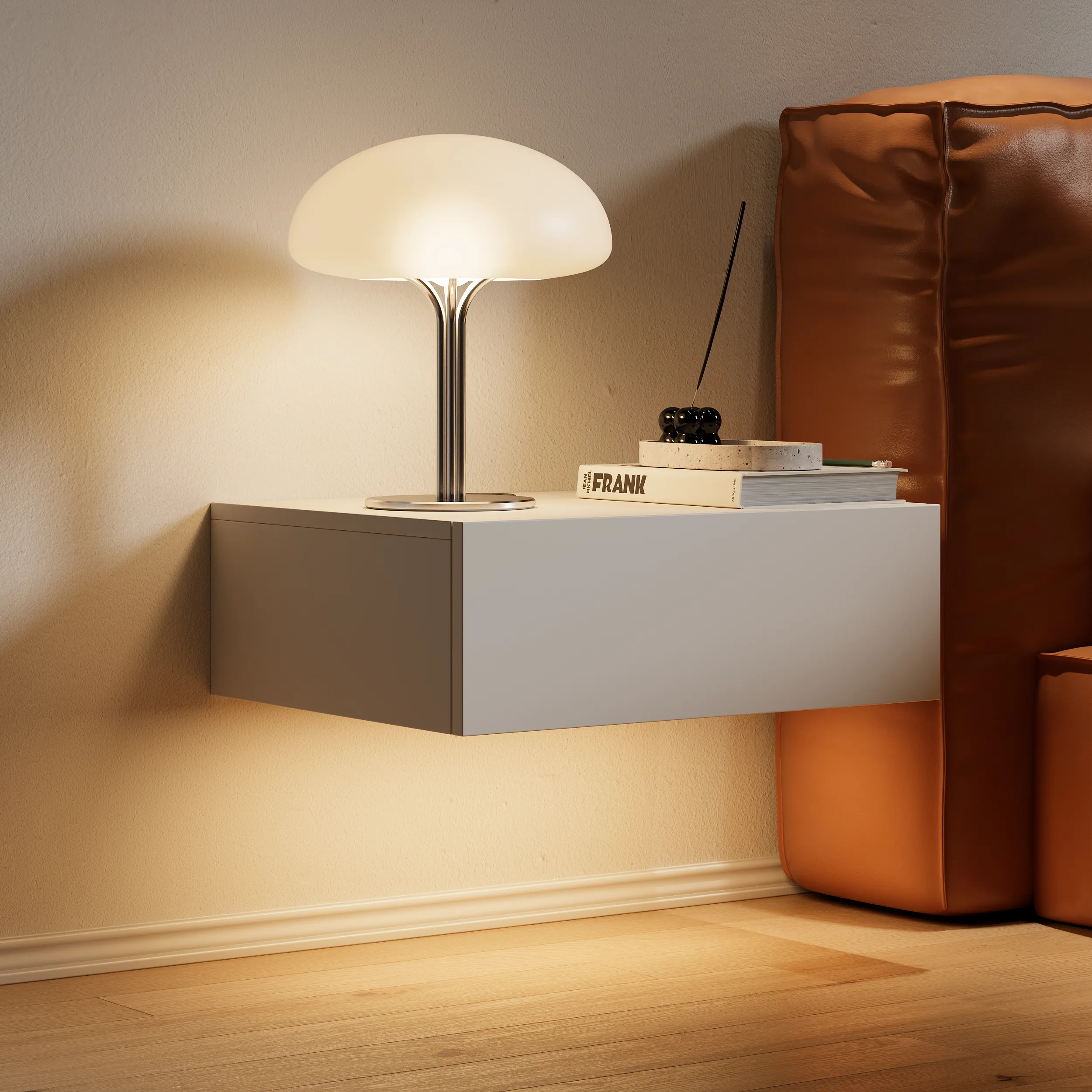 Lumio Floating Bedside Table with Charging Station & Light - Warm White product