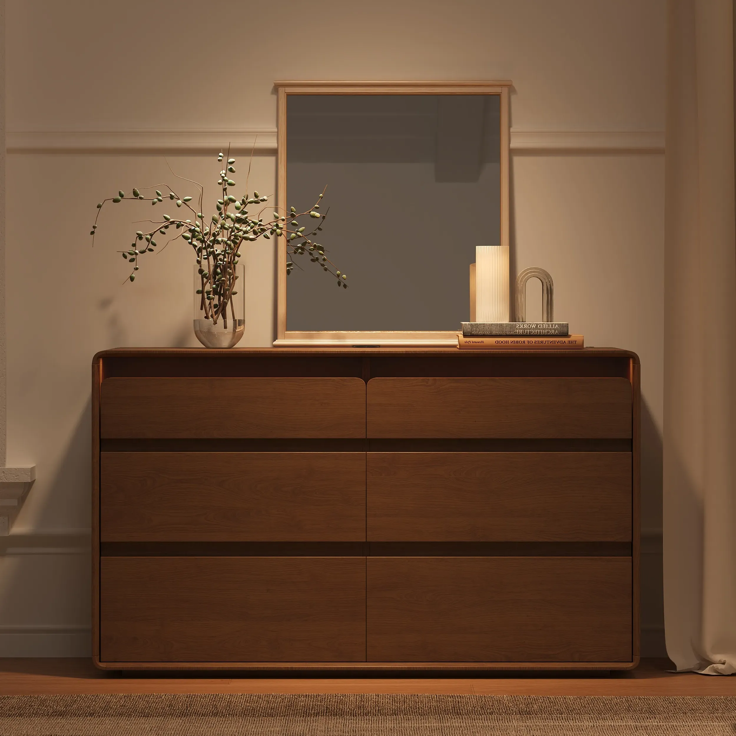 Meloa 6-Drawer Chest with Lighting & Charging Station - Walnut product