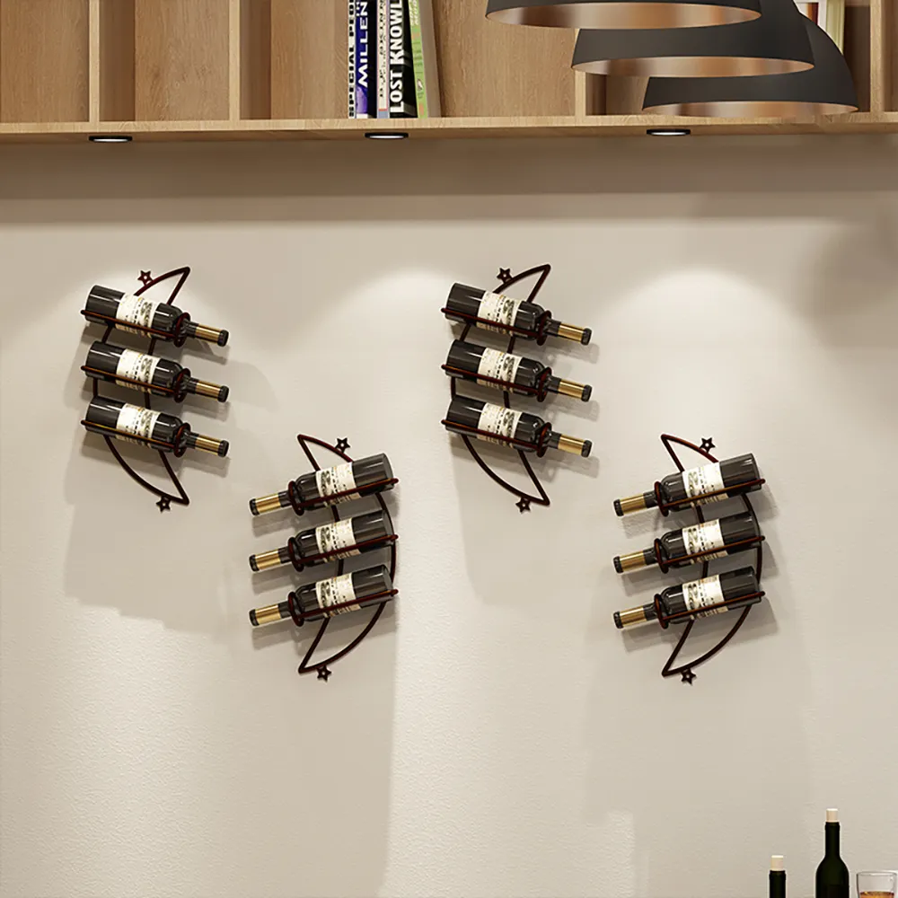 Moon Shaped 12-Bottle Wall Mounted Wine Rack - Bronze, Metal product